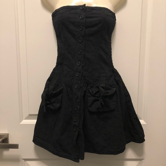 Say What? Dresses & Skirts - Black eyelet mini tube strapless dress Small